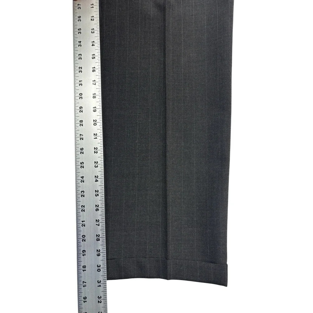 vtg 90s Sterling & Hunt 42L 36x31 Charcoal Stripe 2pc Pant Suit USA‎ 100% Wool